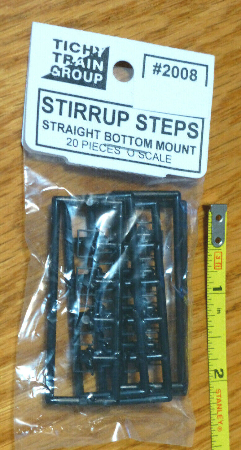 Tichy Train Group O Scale #2008 Stirrup Steps - pkg(20) -- Short Straight Bottom
