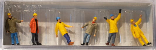 Preiser HO #10423 People Working -- Modern Workmen w/Outdoor Gear pkg(6)