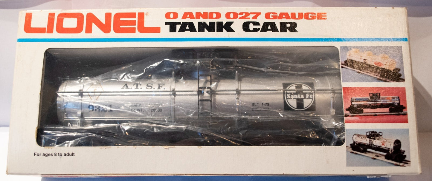 Lionel O Scale  #6-9321 Atchison Topeka & Santa Fe Single Dome Tank Car