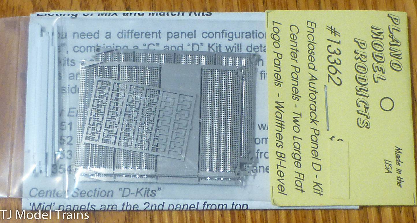 Plano #13362 Enclosed Autorack Center Panels  "D" Kit; For Walthers Bi-Level Car