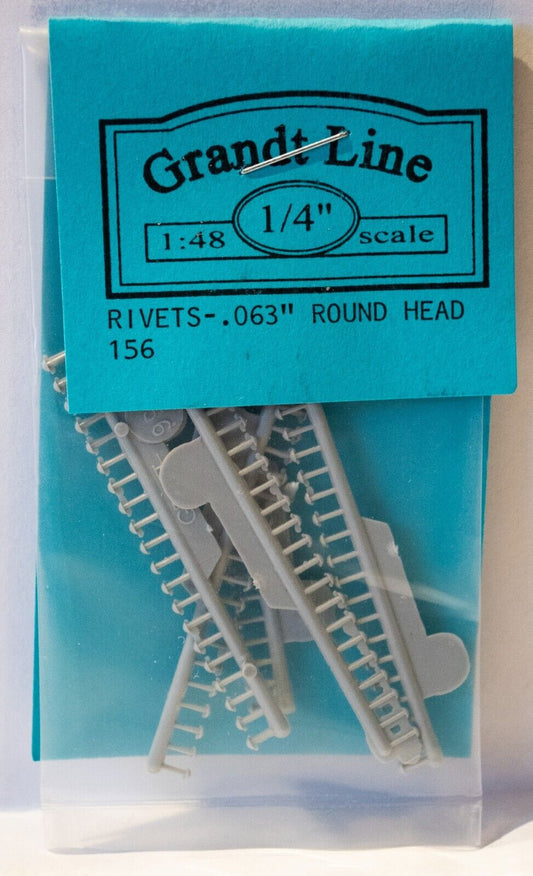 Grandt Line O #156 Rivets - Round Head (Plastic) -- .063" Diameter pkg(100)