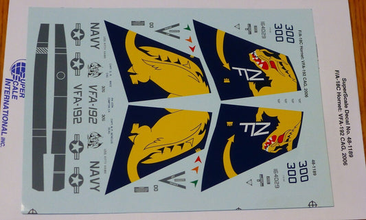 Microscale Decal 1:48 Scale #48-1189 / F/A-18C Hornet: VFA-192 CAG, 2006