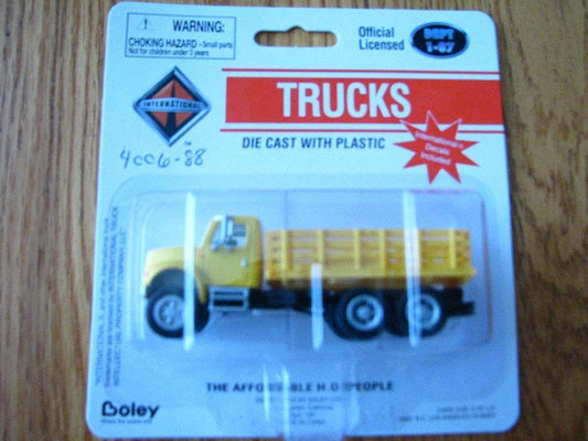 Boley HO #185-400688 3-Axle Stake Bed Truck -- yellow