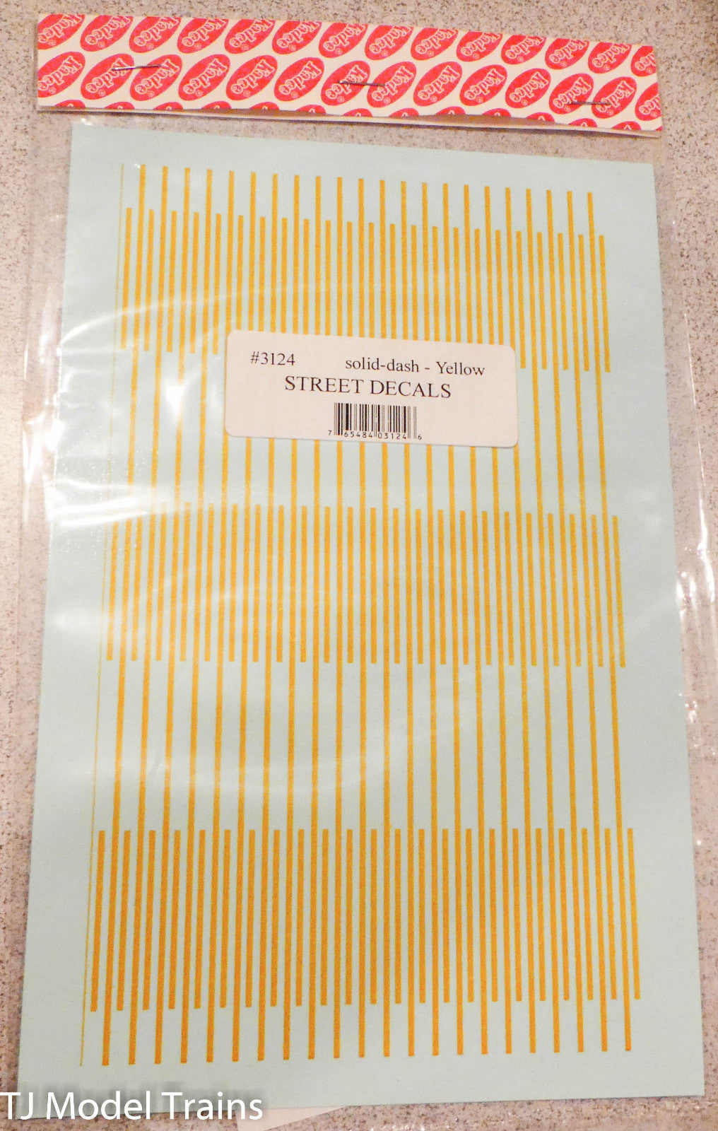 Kadee #3124 Solid-Dash - Yellow Street Decals / Water Slide Decal