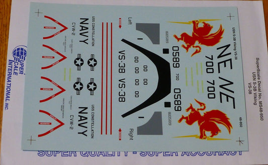 Microscale Decal 1:48 Scale #MS48-950 USN S-3B Viking VS-38