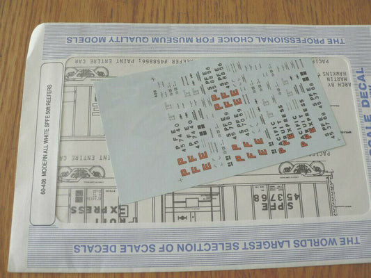 Microscale Decal N  #60-408 57' Outside-Braced Mech. Reefers Decal Set - Pac. Fr