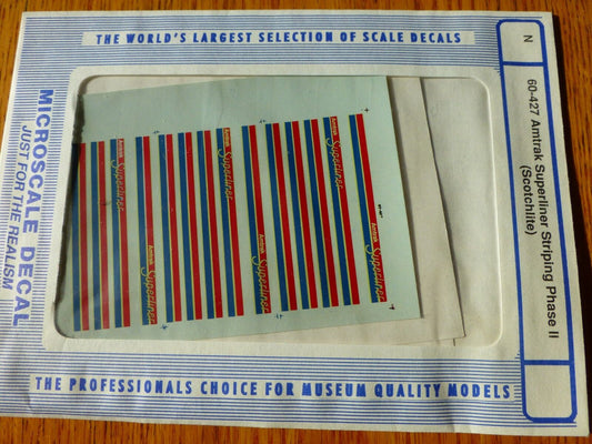 Microscale Decal N  #60-427 Amtrak Superliner Passenger Cars Stripes - Phase II