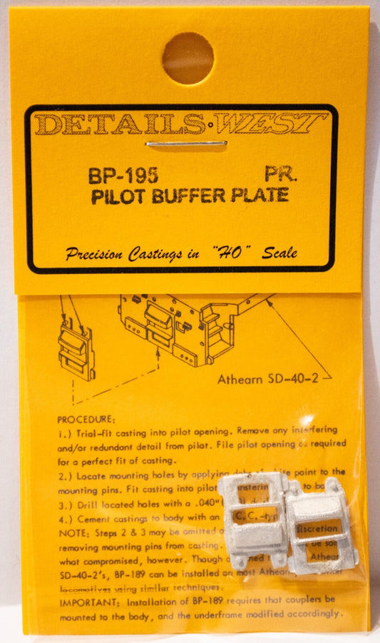 Details West HO #195 Diesel Parts -- Coupler Buffer Plate pkg(2)