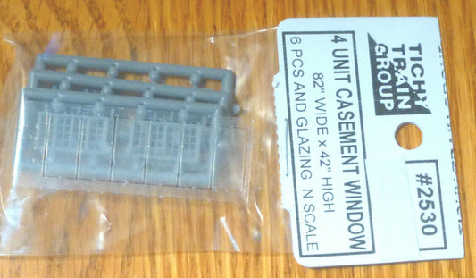 Tichy Train Group #2530 (N Scale)Windows -- 4-Unit Casement (Plastic) pkg(6)