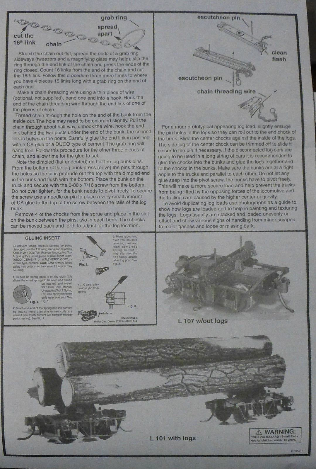Kadee HO #101 Disconnect Log Trucks (Kit) w/Load5