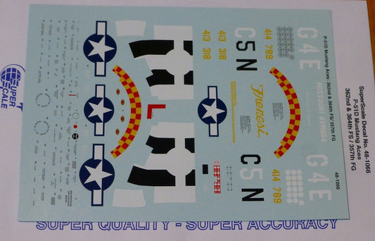 Microscale Decal 1:48 Scale #48-1066 / P-51D Mustang Aces: 362nd &364th FS/357th