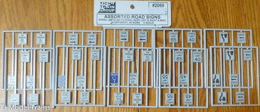 Tichy Train Group #2069 Assorted Road Signs/Speed Limits, No Parking, Keep Left&