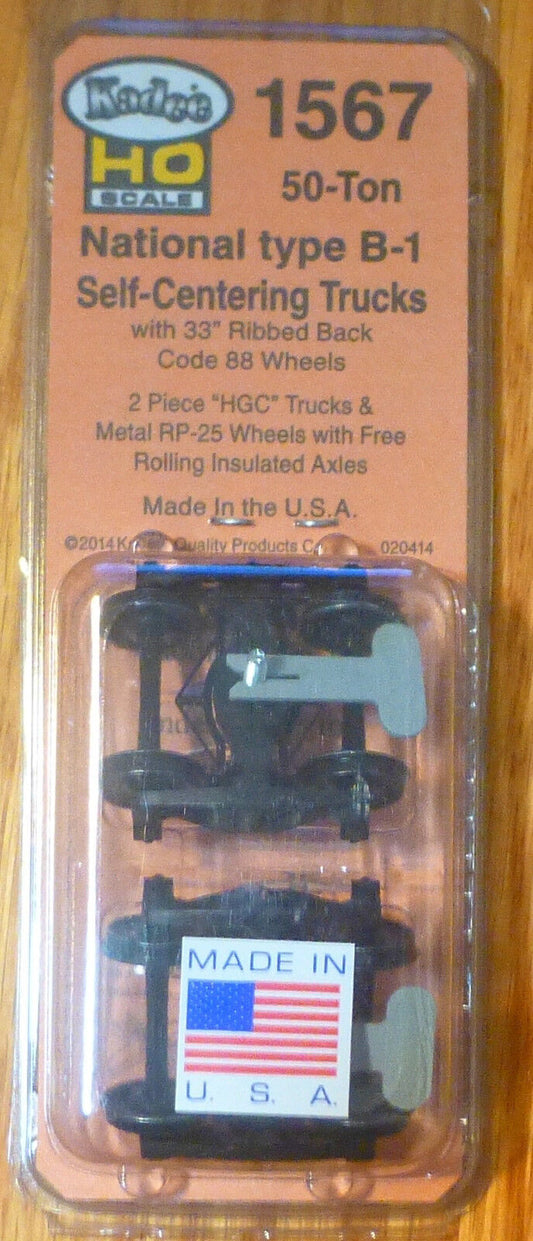 Kadee HO #1567 National Type B-1 50-Ton Trucks Code 88 (.088") 33" Ribbed-Back(2