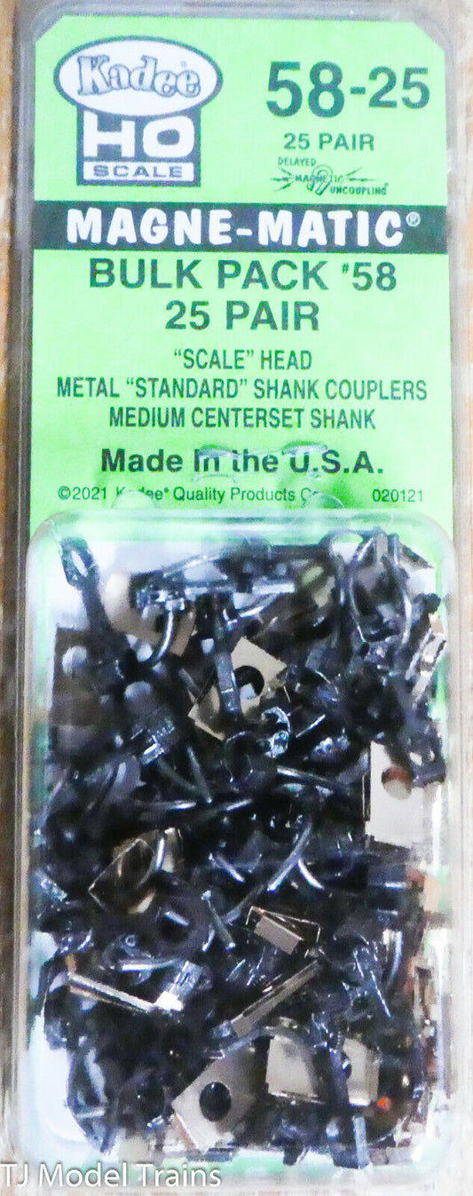 Kadee HO #58-25 (Bulk Pack #58's) "Scale" Metal Magne-Matic 25 Pair