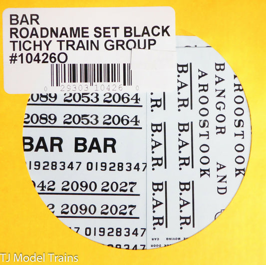 Tichy Train Group O #10426O BAR Roadname Set Black Lettering (Decal)