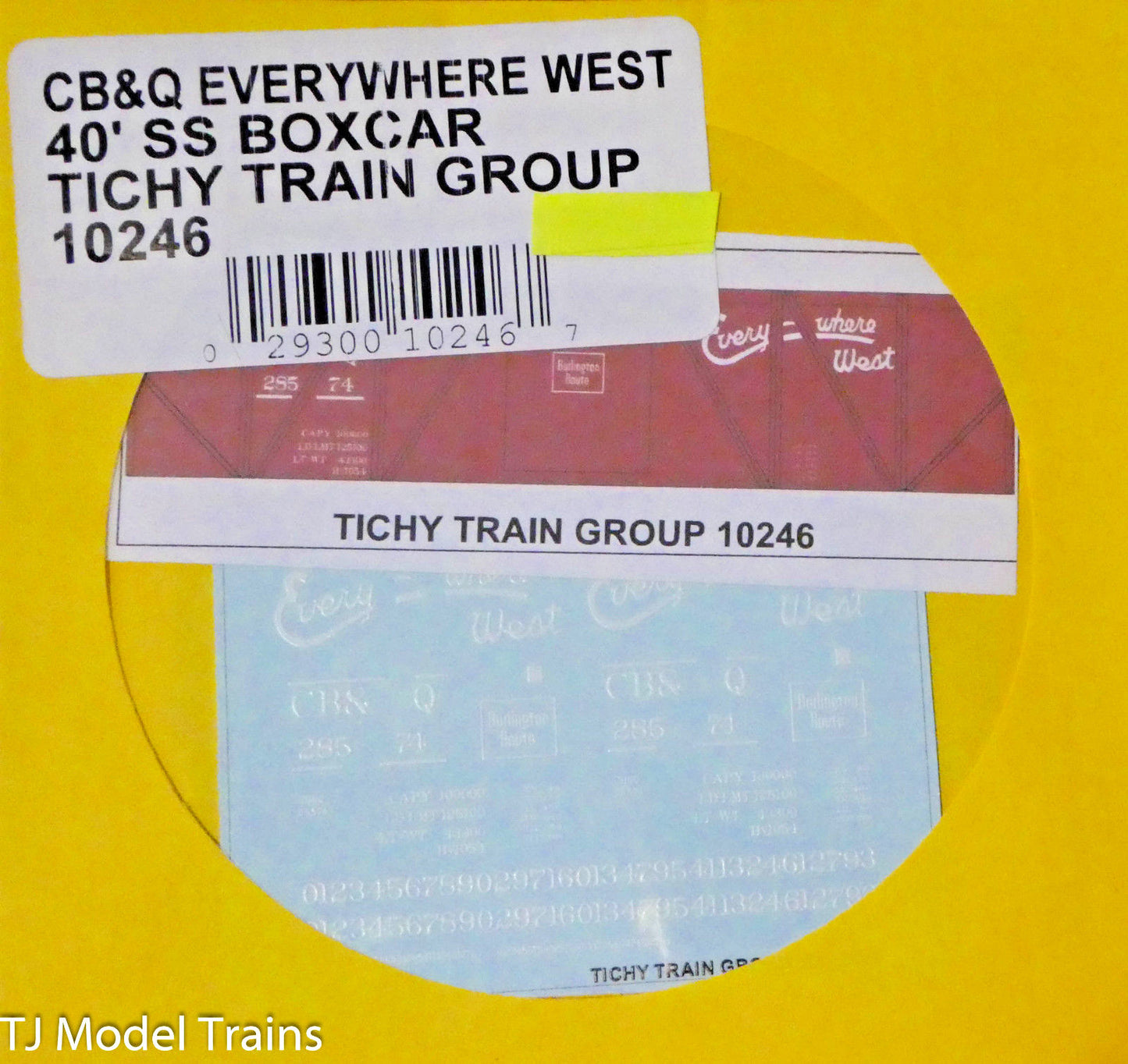 Tichy Train Group #10246 (Decal for: CB&Q Everywhere West 40' SS Boxcar,HO Scale