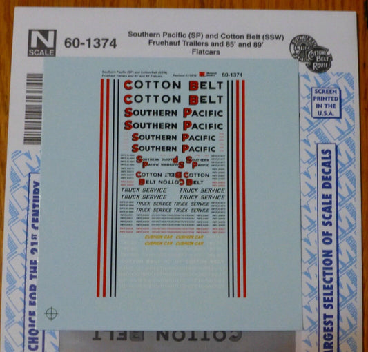 Microscale Decal N #60-1374 Southern Pacific/Cotton Belt (for:Fruehauf Trailers