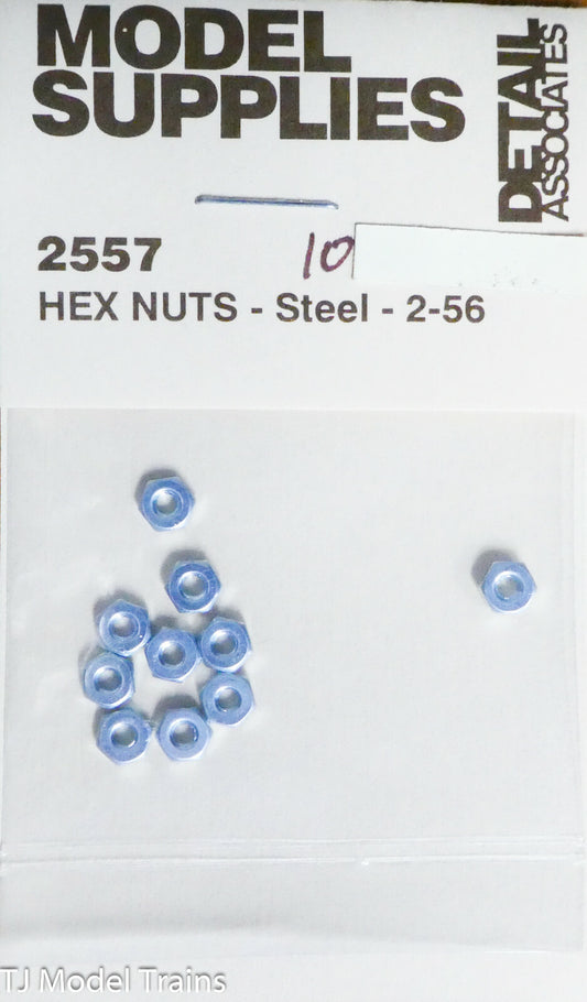 Detail Associates #2557 Hex Nuts - Steel - 2-56 (10pcs)