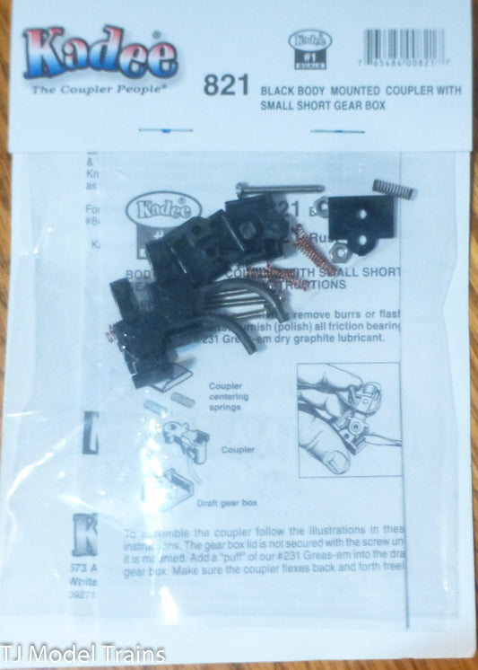 Kadee #821 Black Body Mounted Coupler w/Small Short Gear Box (#1 Scale)