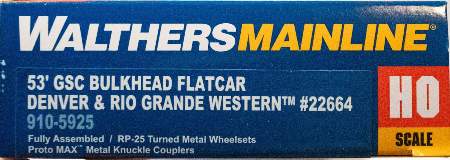 Walthers HO #910-5925 53' GSC Bulkhead Flatcar - Ready to Run -- Denver & Rio Gr