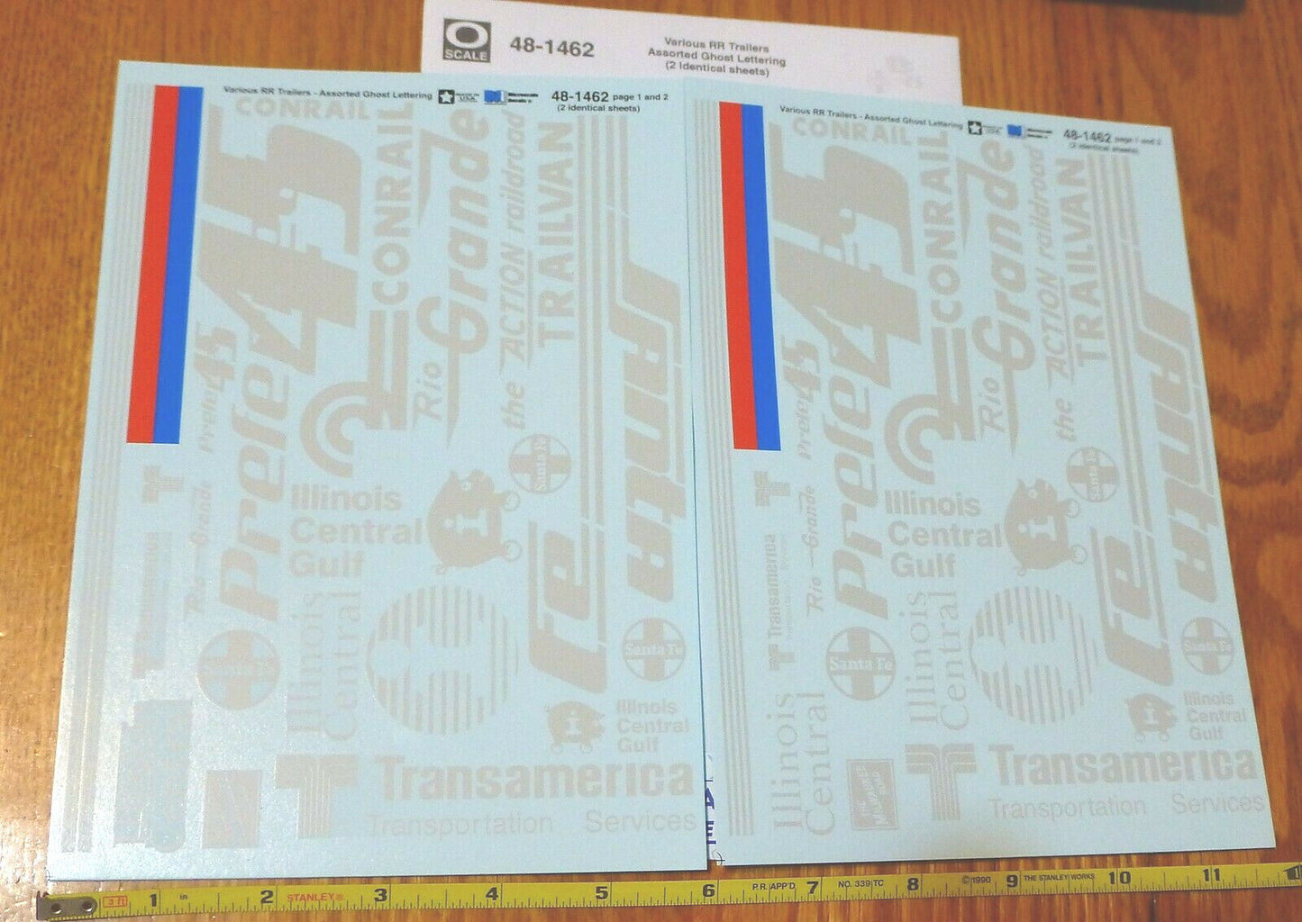 Microscale Decal #48-1462 Various RR Trailers Assorted Ghost Lettering (2 Sheets