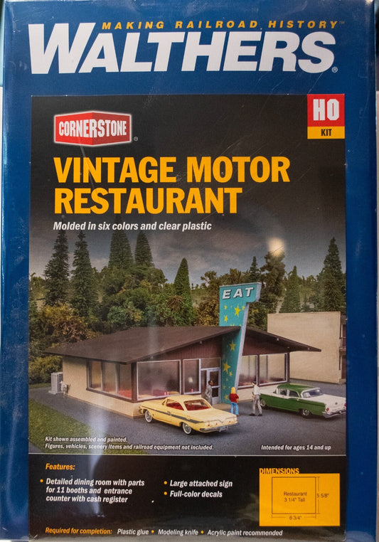 Walthers HO #933-3489 Vintage Motor Restaurant -- Kit - 6-3/4 x 5-5/8 x 3-1/4" 1