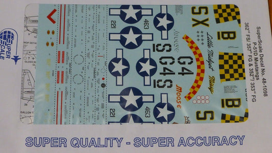 Microscale Decal 1:48 Scale #MS48-1098 / P-51D Mustangs: 362nd FS/ 357th FG