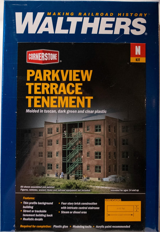 Walthers N-Scale #933-3263 Parkview Terrace Background Building -- Kit - Tuscan