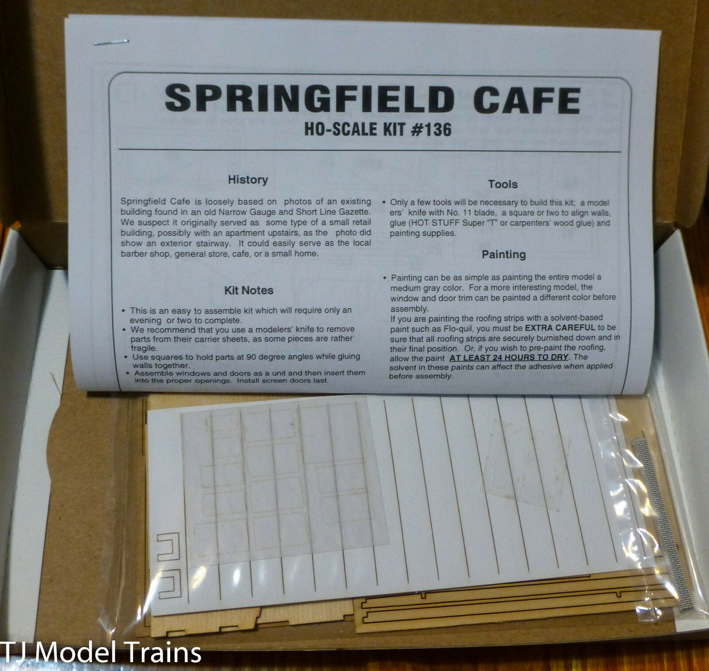 American Model Builders, Inc HO #136 Springfield Cafe, kit (Laser Cut Kit) Wood