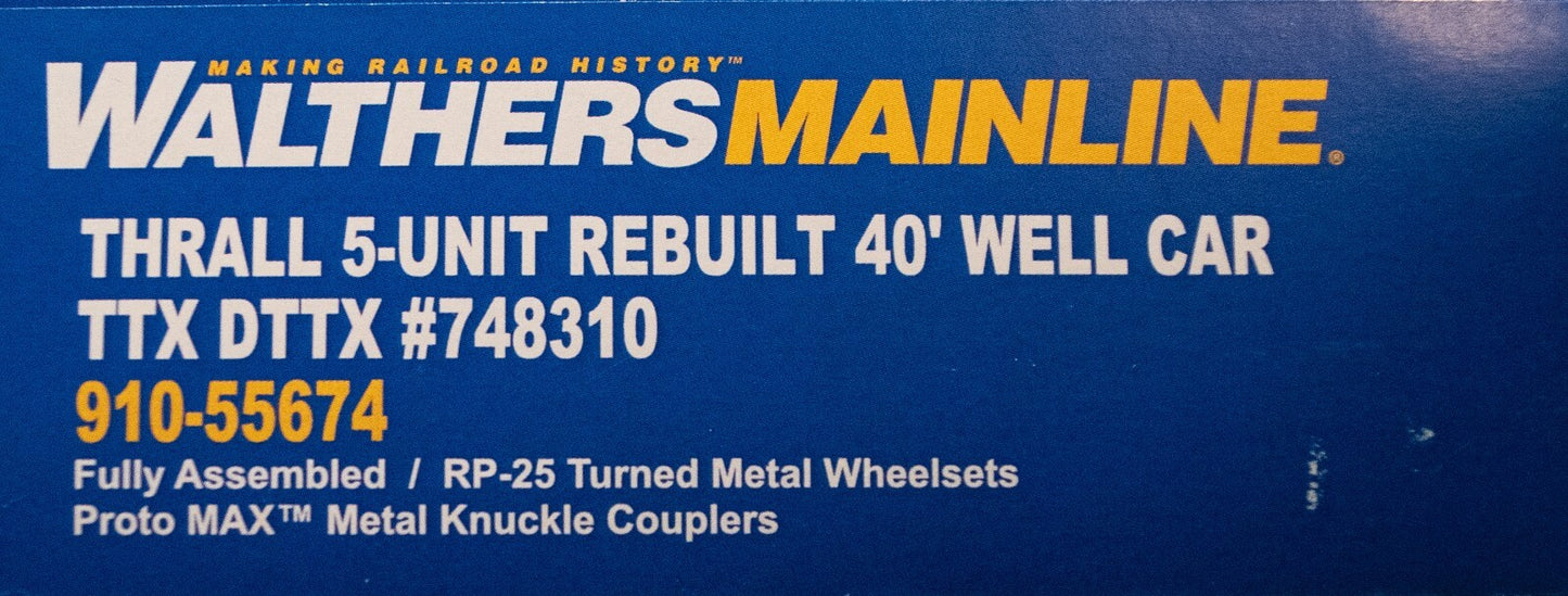 Walthers HO #910-55674 Thrall 5-Unit Rebuilt 40' Well Car - Ready to Run -- TTX