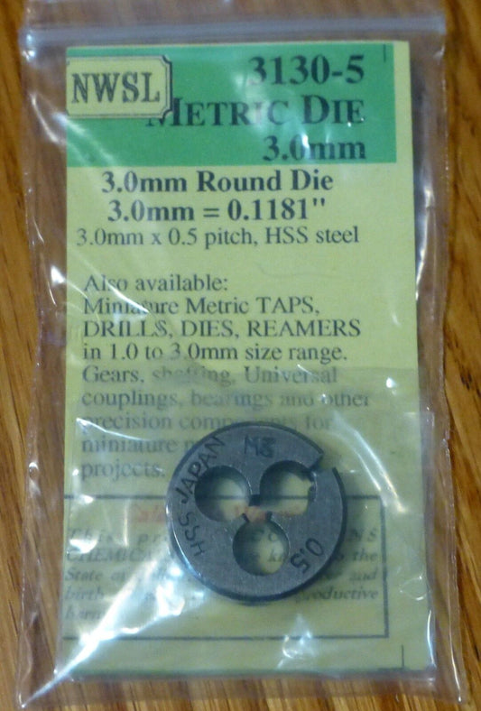 NWSL #3130-5 Metric Die 3.0mm / 3.0mm-0.1181"