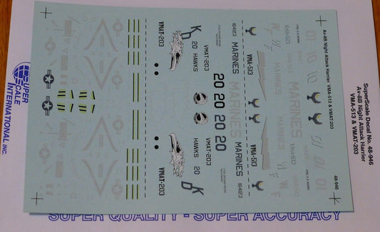 Microscale Decal 1:48 Scale #48-946 / Av-8B Night Attack Harrier: VMA-513 & VMAT