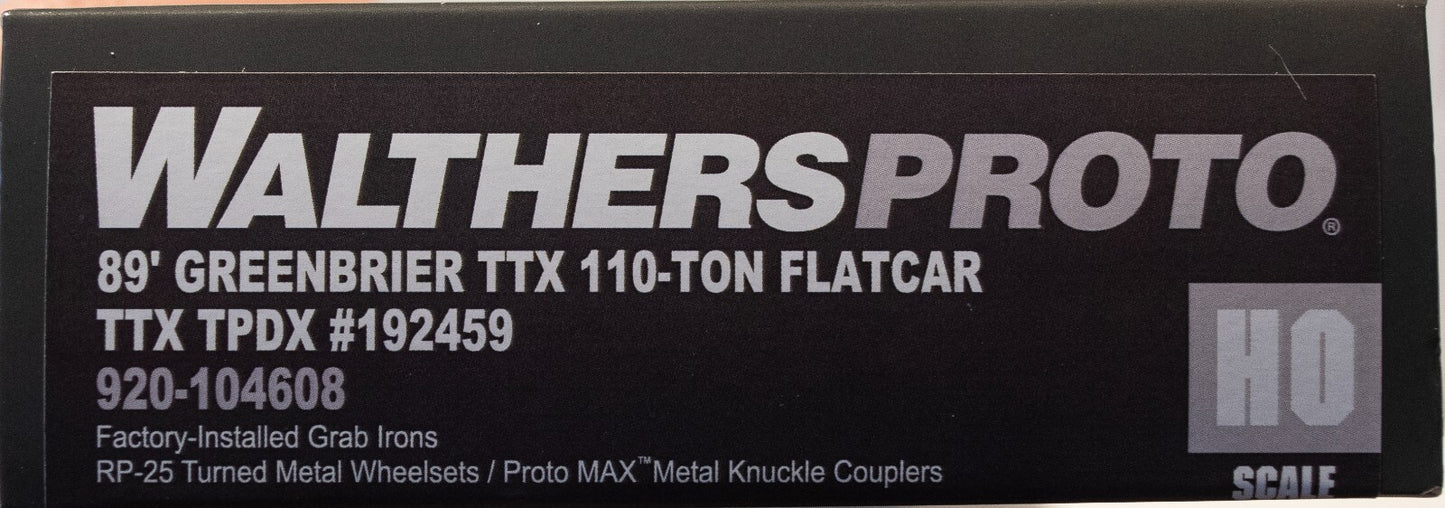 Walthers HO #920-104608 89' Greenbrier TTX 110-ton Flatcar - Ready to Run -- TTX