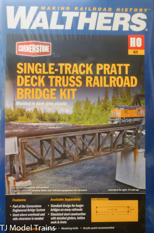 Walthers HO #933-4520 Single-Track Pratt Deck Truss Railroad Bridge 109'  (Kit)