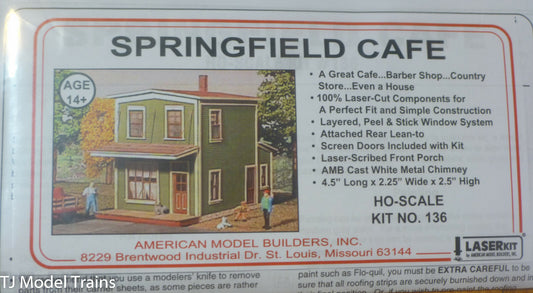 American Model Builders, Inc HO #136 Springfield Cafe, kit (Laser Cut Kit) Wood