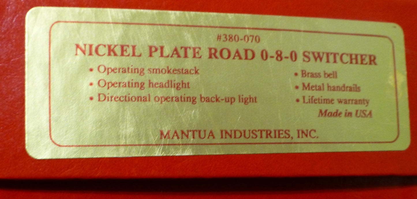 Mantua HO #380-070 Nickel Plate Road (Run #248) 0-8-0 Switcher Steam (NEW IN BOX