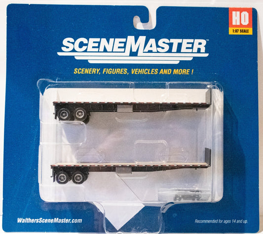 Walthers HO #949-2703 40' Flatbed Trailer - Ready to Run - 2-Pack -- Black
