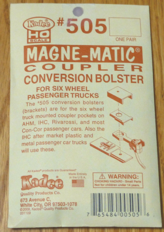 Kadee HO #505 Passenger Truck Conversion Bolsters w/Couplers (for: 6 Wheel Pass