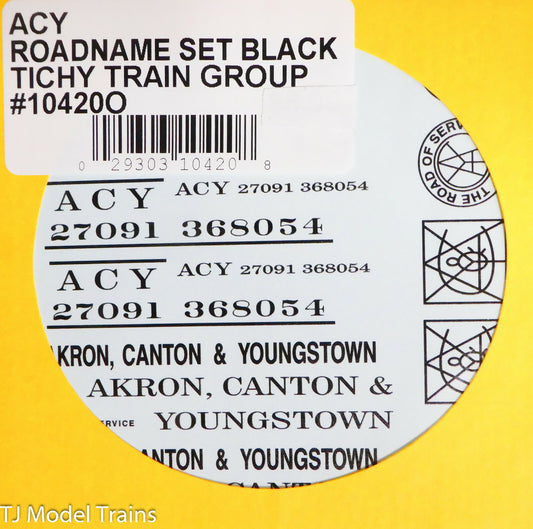 Tichy Train Group O #10420O ACY Roadname Set Black Lettering (Decal)