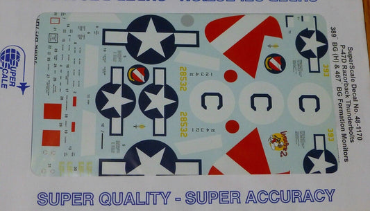 Microscale Decal 1:48 Scale #48-1170 / P-47D Razerbacks: 389th BG(H) & 467th BG