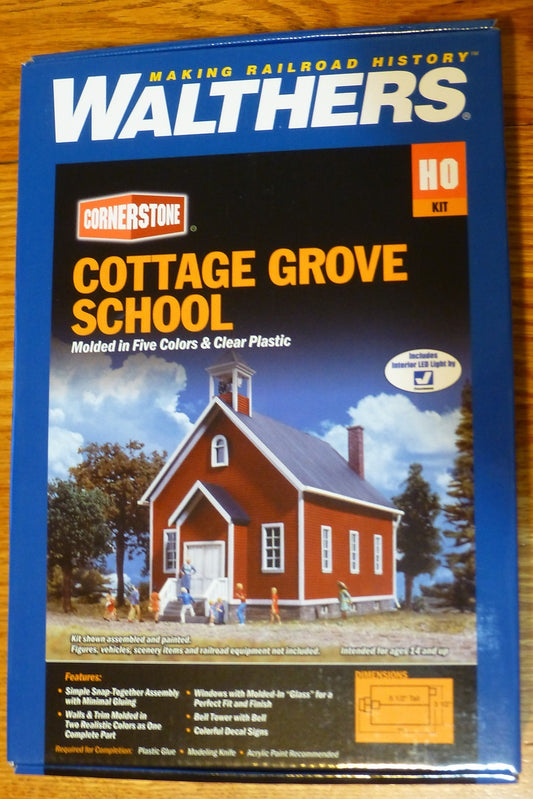 Walthers HO #933-3656 Cottage Grove School -- Kit -  (Building Kit)