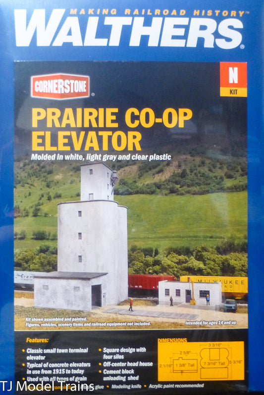 Walthers N #933-3860 Prairie Co-Op Elevator -- Kit (Plastic) NEW