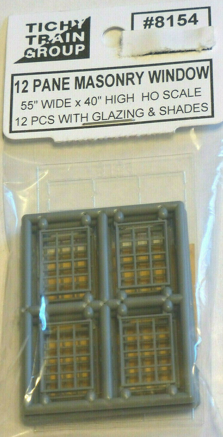 Tichy Train Group #8154 HO 12 Pane Double Hung Window pkg(12)
