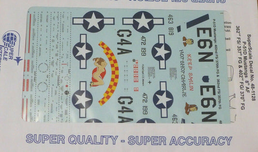 Microscale Decal 1:48 Scale #48-1128 / P-51D Mustangs: 8th AF 362nd FS/ 357th FG
