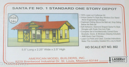 American Model Builders HO #802 Santa Fe No.1 Standard One Story Depot (NEW)