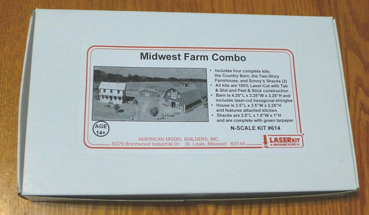 American Model Builders N #614 Midwest Farm Combo (Laser Kit) Building Kit