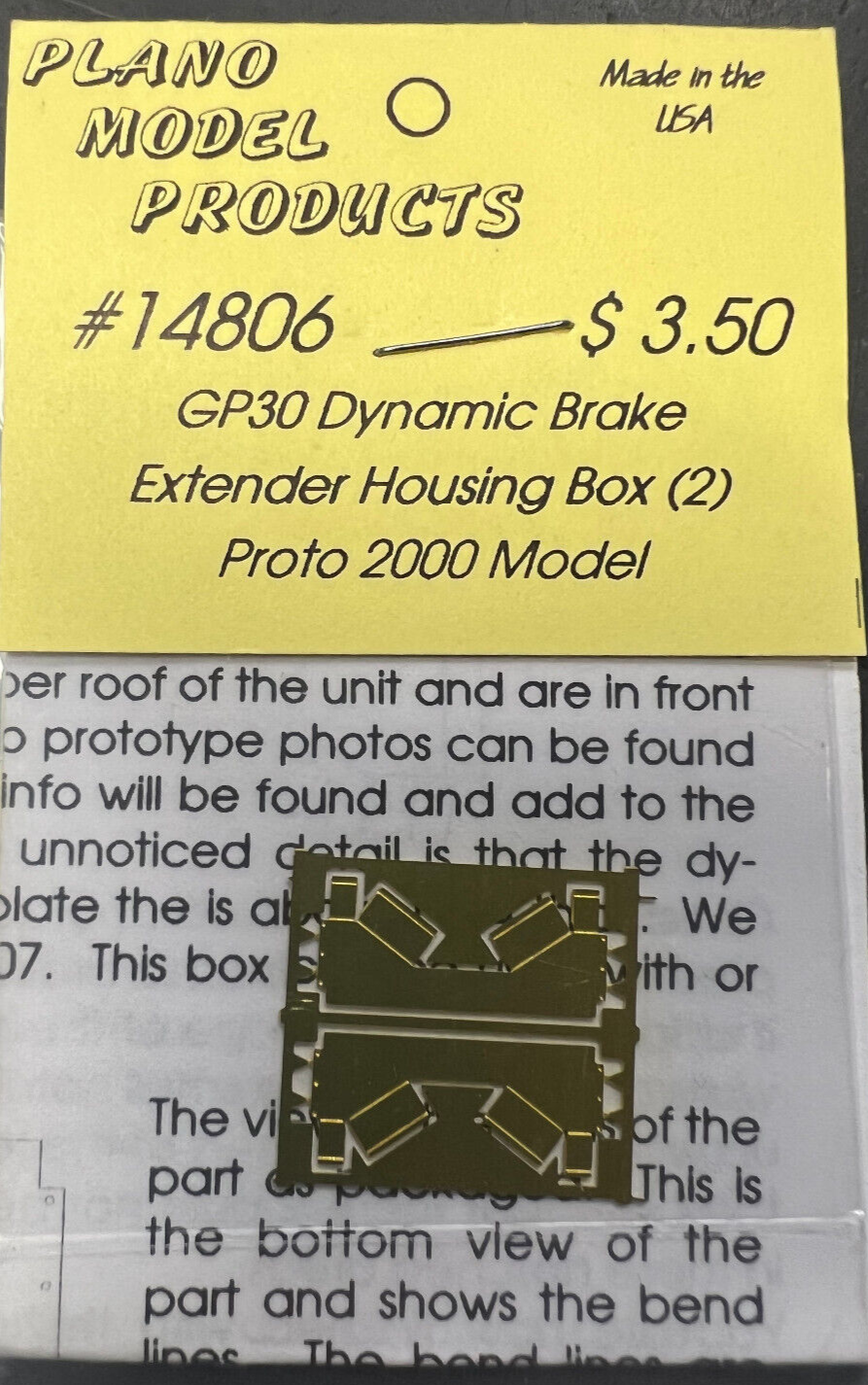 Plano HO #14806 GP30 Dynamic Brake Extender Housing Box - Proto 2000