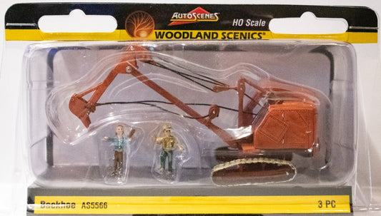 Woodland Scenics HO #5566 Backhoe & 2 Figures - Assembled