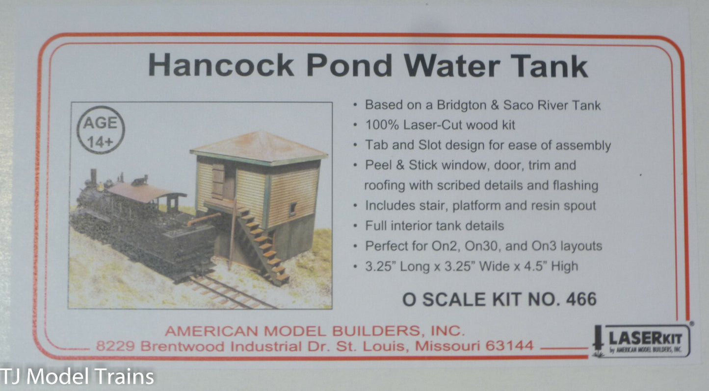 American Model Builders #466 Hancock Pond Water Tank, Kit   (Laser-Cut Wood Kit)