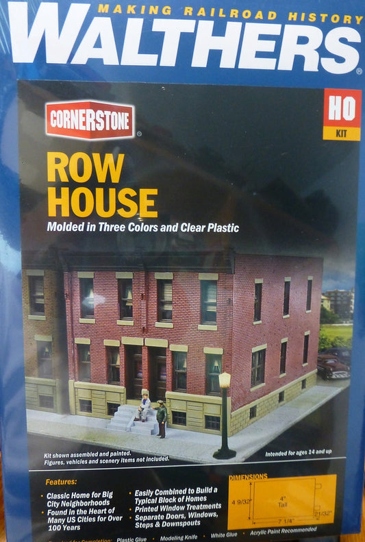 Walthers Cornerstone HO #3778 Row House -- Kit - 7-13/16 x 4-9/32 x 4" 19.8 x 10